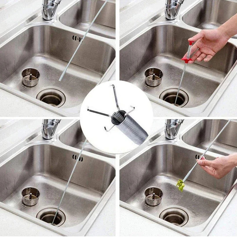 60cm Bathroom Accessories Bathroom Hair Cleaner Pipe Plunger Flexible Sewer Clog Unclogging Tool Cleaning Sink Cleaning Hook