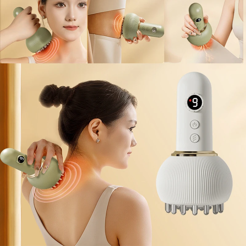 

Electric Guasha Body Massager Shaping Heating Scraping Brush Drainage Machine Fat Burner Vibrating Red Light Meridians Massager