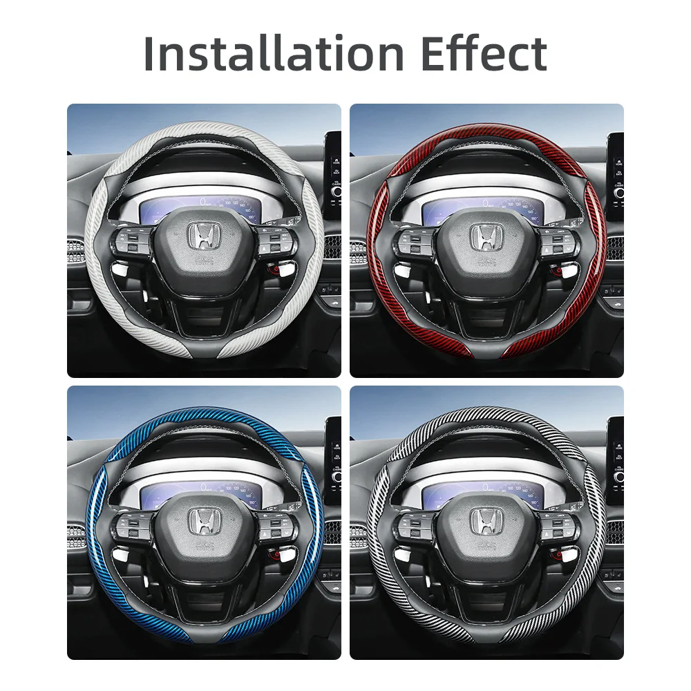 Suitable for Honda Carbon Fiber Texture Steering Wheel Cover with Segmented Quick-Release Design, Durable, for Cr-V Civic Hr-V Zr-V Vezel City Amaze Fit Jazz Accord Wr-V Br-V Elevate Pilot Passport