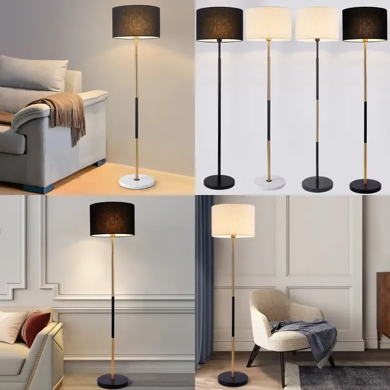 for New Simple American Style LED Floor Lamp with Fabric Shade Living Room Hotel Bedroom Hall
