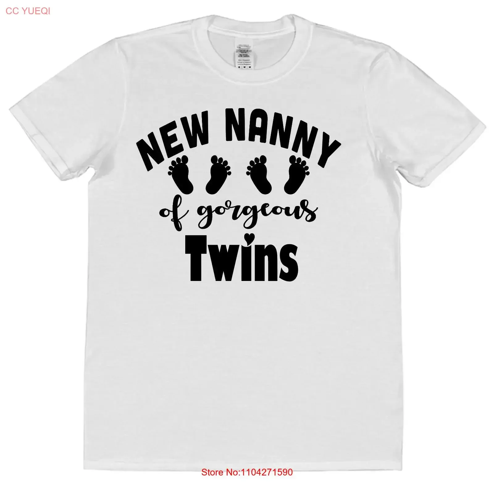 Nueva camiseta Nanny of Gorgeous Twins para nietos gemelos, estilo vintage, lavada, elástica, cómoda, con gráfico versátil