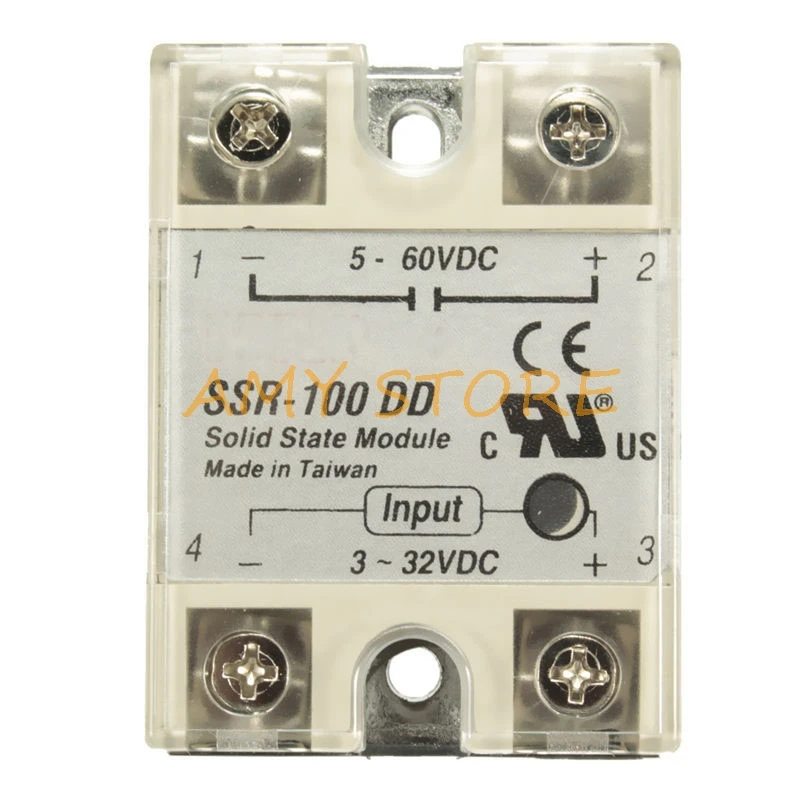 SSR100DD SSR-100DD 100A Solid State Relay DC-DC Input 3-32VDC Output 5-60VDC for Temprature Controller