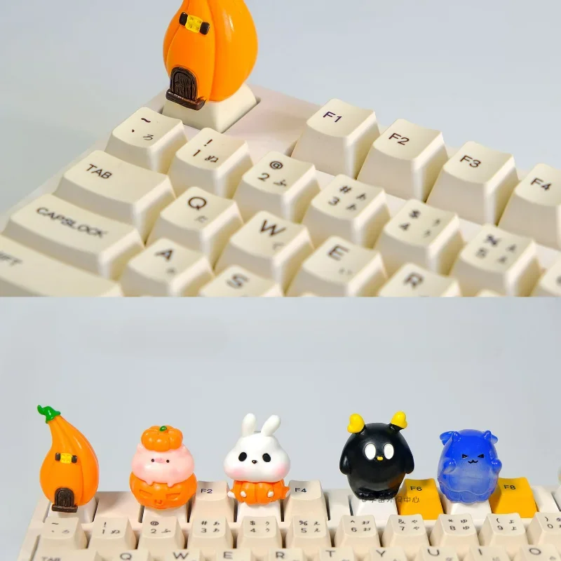 Anime Cartoon Halloween Cute Pumpkin Ghost Keycap Custom Kawaii Keyboard Keycap Personalized Decoration Mechanical Keyboard Gift