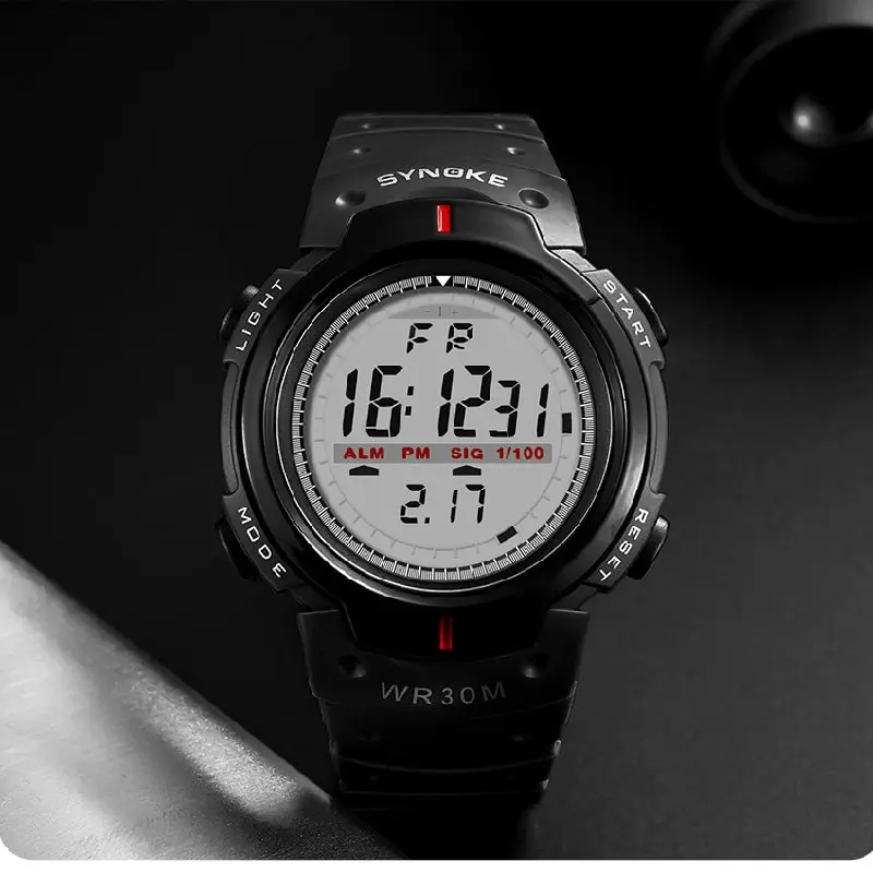 SYNOKE Men Electronic Watch Sports For Men Waterproof Luminous Multi Function Outdoor Mountaineering Large Screen Electronic Wat