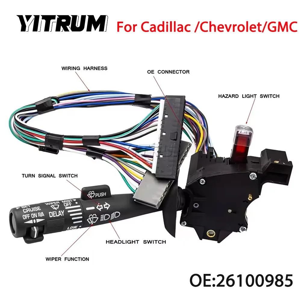 

YITRUM 26100985 Windshield Wiper Turn Signal Cruise Switch For Chevrolet Blazer Tahoe GMC Jimmy Yukon Safari Cadillac Escalade