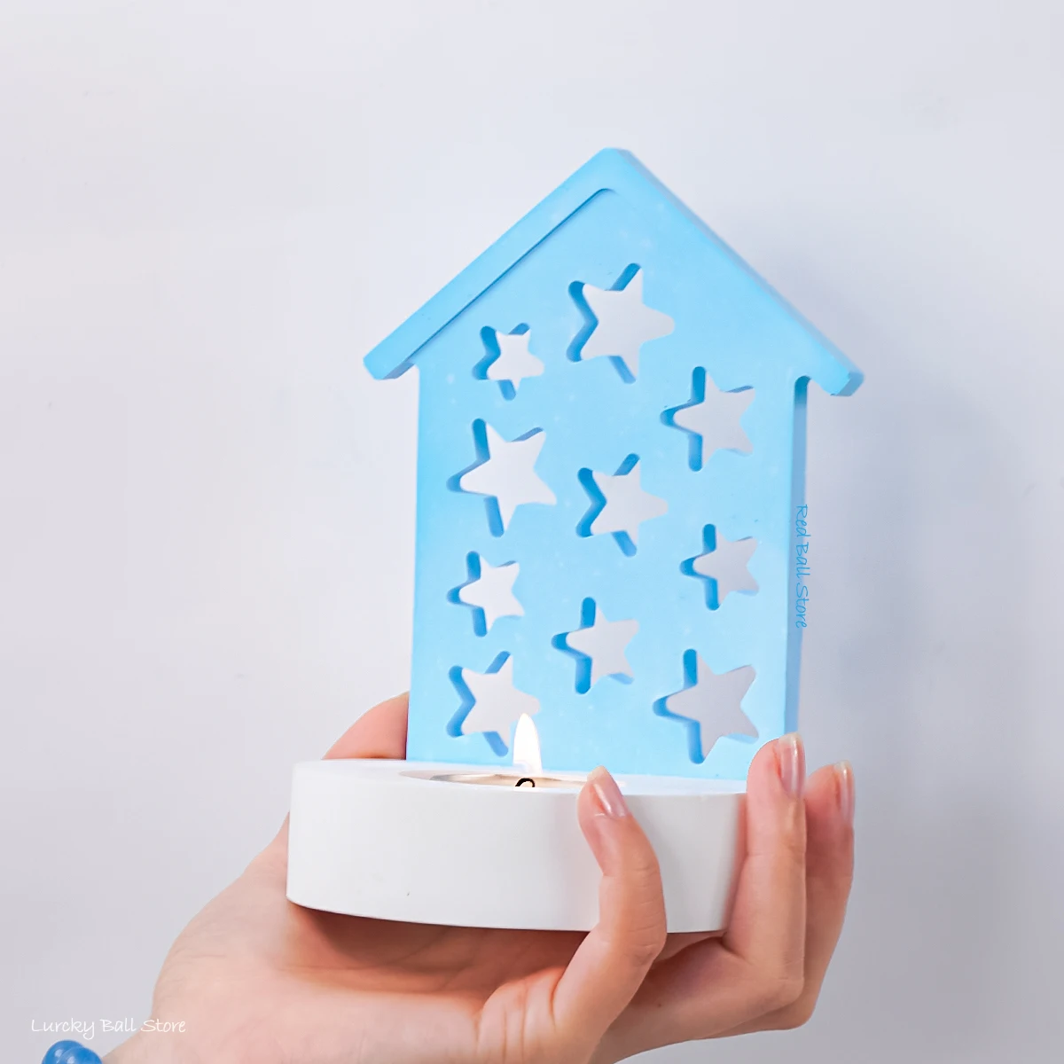 3D Porous Star House Candlestick Plaster Silicone Mold Handmade Candle Holder Ornaments Mould DIY Gypsum Resin Tools Home Decor