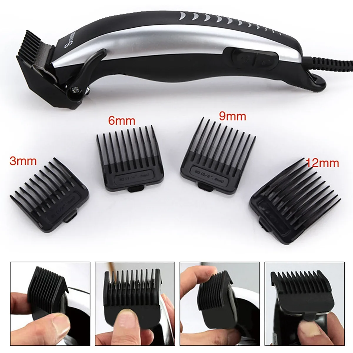 Alat pangkas rambut elektrik profesional 220V, gunting pemotong rambut untuk anak pria dewasa, Set gunting Anti selip, colokan EU