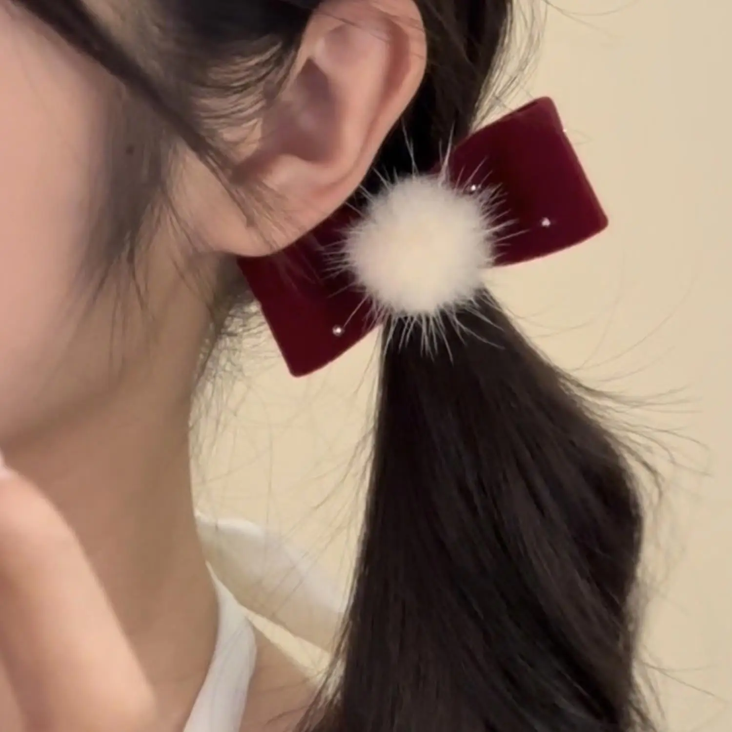 

1 Pair Simple Red Velvet Bow Hair Clip Bowknot Flocking Velvet Hairpin SweetStyle Headwear Winter Ponytail Hairpin Bangs Clip