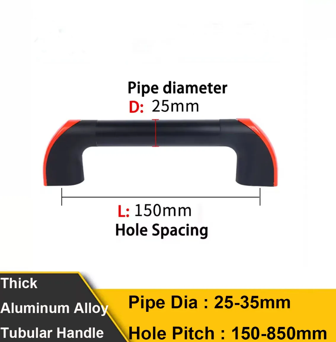 1Pcs Hole Pitch 150mm-850mm Pipe Dia 25mm-35mmThick Aluminum Alloy Handle Tube  CNC Machine Tool Door Handle