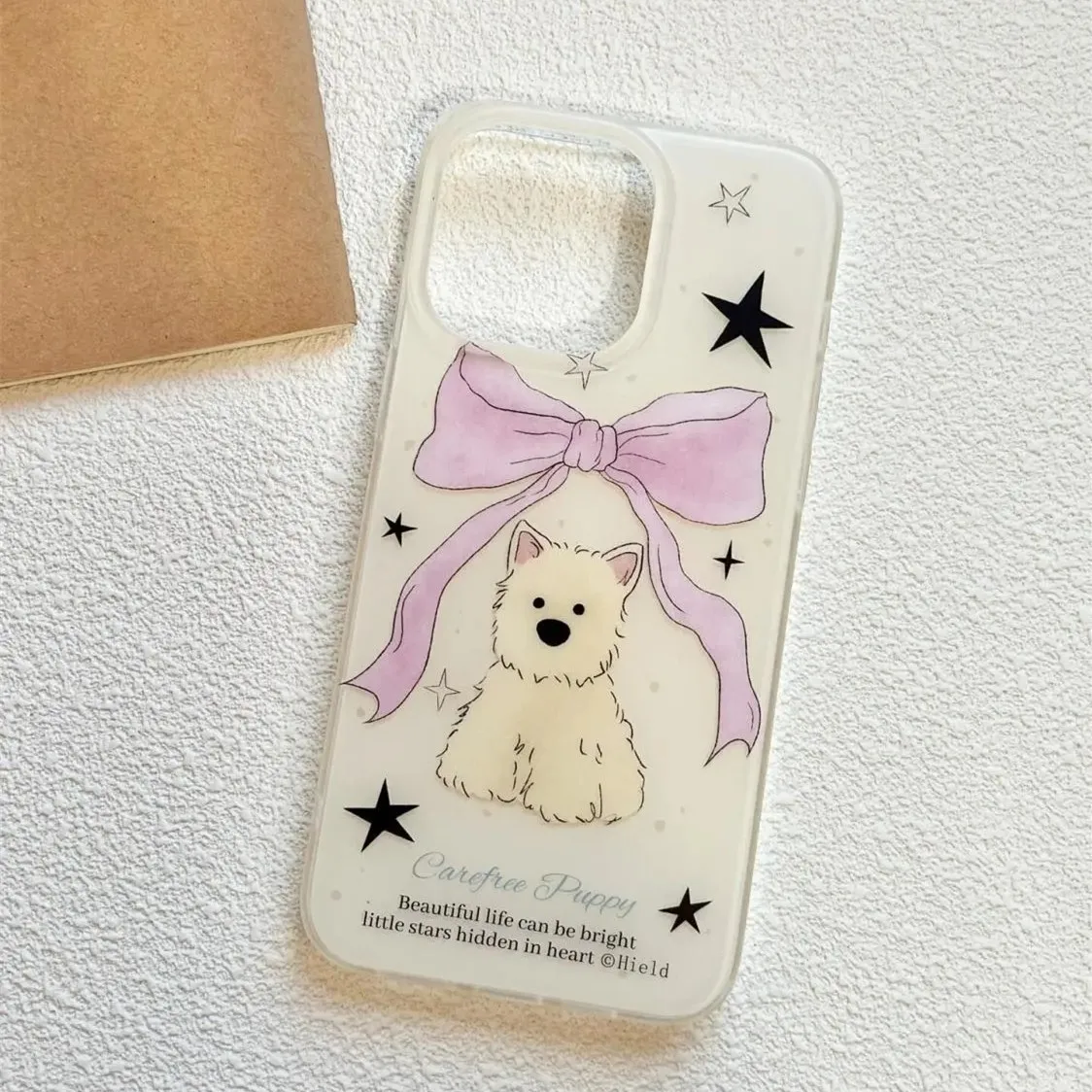 DMAWMJ 귀여운 만화 강아지 나비 매듭 전화 케이스, 아이폰 16 프로 맥스 15 14 플러스 13 11 12 후면 커버, 아이폰 xr xsmax x 범퍼