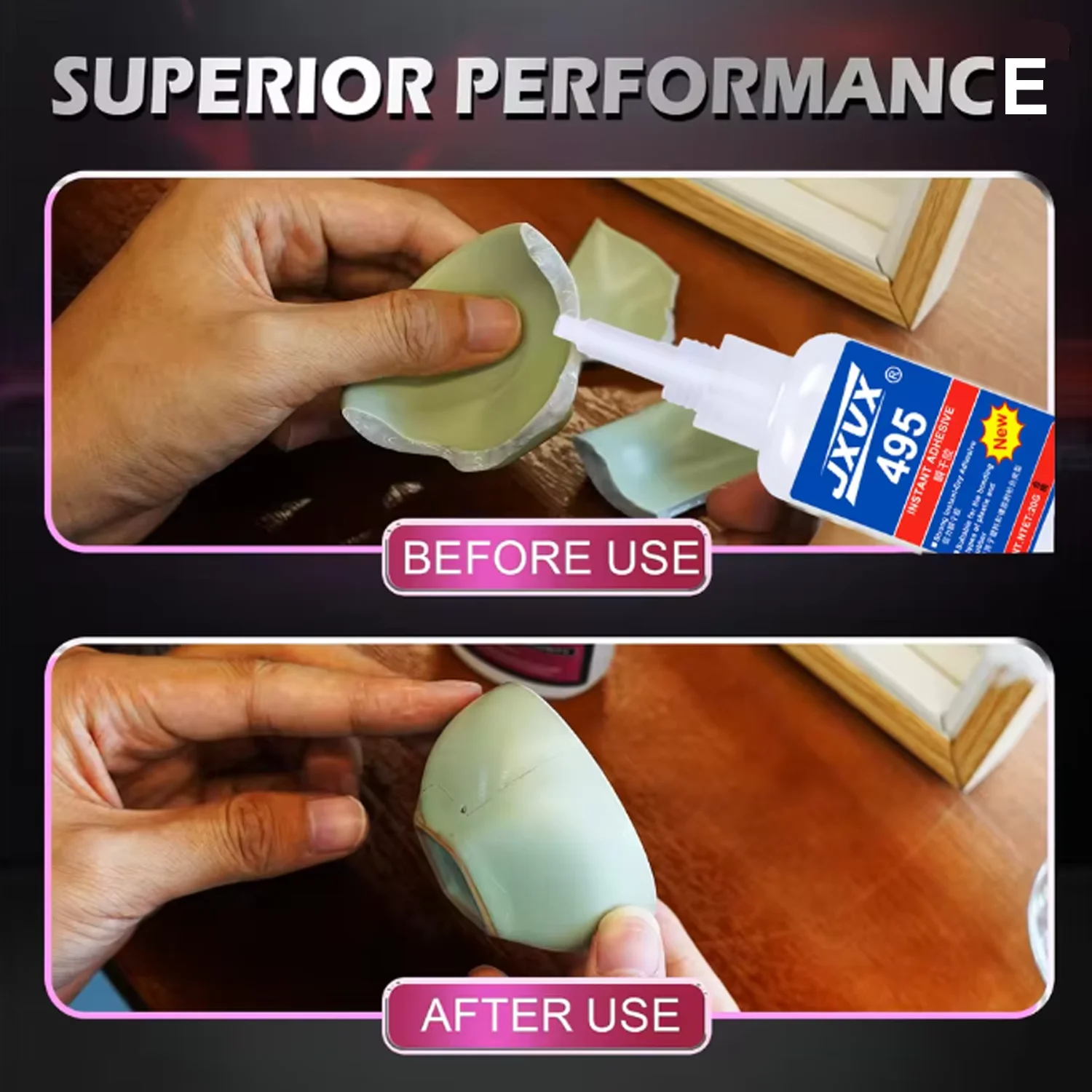 6PCS JXVX 414/495 Instant Strong Super Glue Universal Superglue Mighty Instant Glue for Resin Ceramic Metal Glass Fast Dry tool.