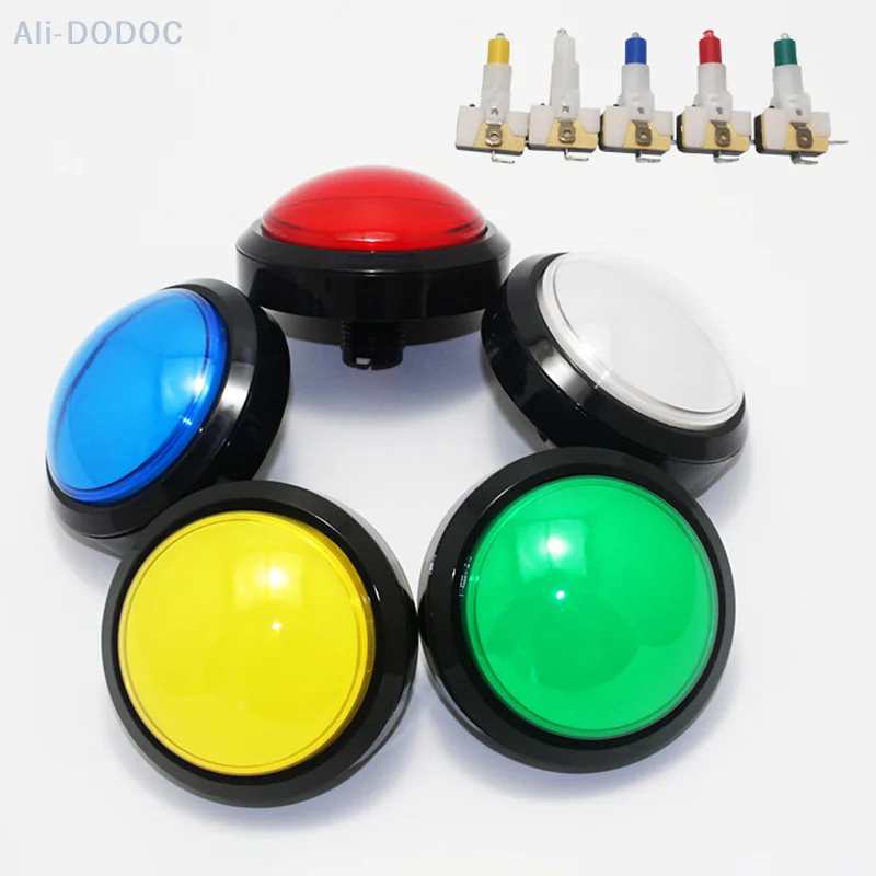 Big Dome Plastic Pushbutton 100mm Arcade Push Button With Led Light Convex Answering Device Switch Keypad Microswitch Game Parts