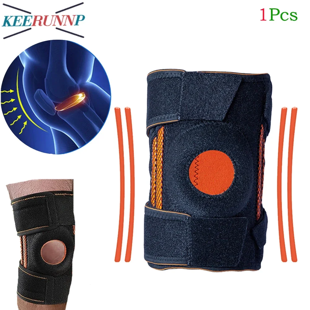 Rodillera deportiva para hombre y mujer, Protector de rodilla para ciclismo, resortes de compresión, soporte para el dolor de articulaciones, recuperación de lesiones, 1 piezas