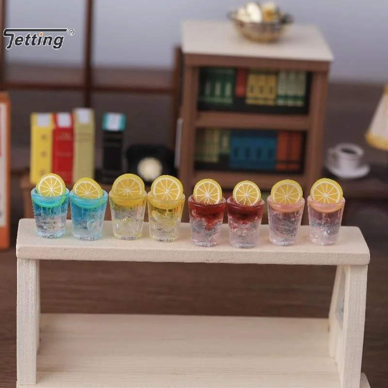 2pcs Mini Lemon Iced Drink Cup Model DIY Dollhouse Food Accessories Resin Craft Miniature Desktop Decor Micro Scene Props
