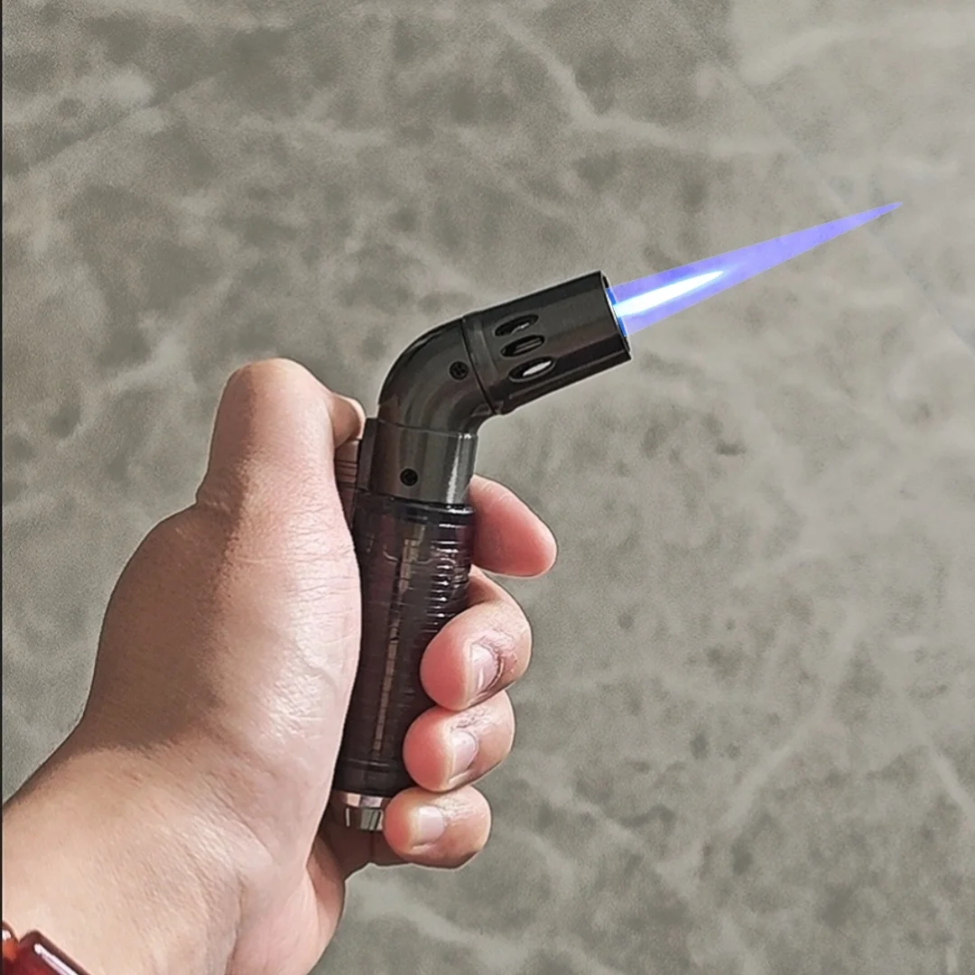 Portable Transparent Mini Elbow Straight-in Torch Inflatable Lighter Welding Gun Large Capacity Air Chamber Cigar Lighter