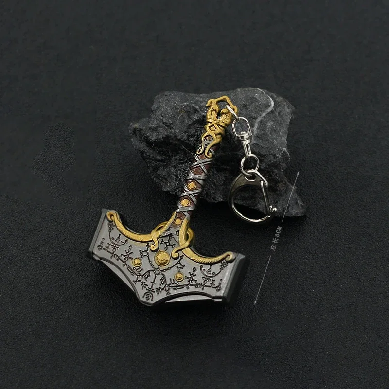 8cm God of War Mini The Hammer of Thor Kratos Keychain Game Peripheral Weapon Knife Katana Sword Samurai Craft Ornament Gift Toy