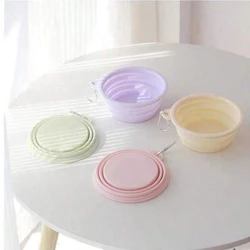 350ml Macaron Color Series Portable Folding Bowl for Pets, Dog Drinking Bowl, Cat Food Bowl, Travel Bowl with Carabiner