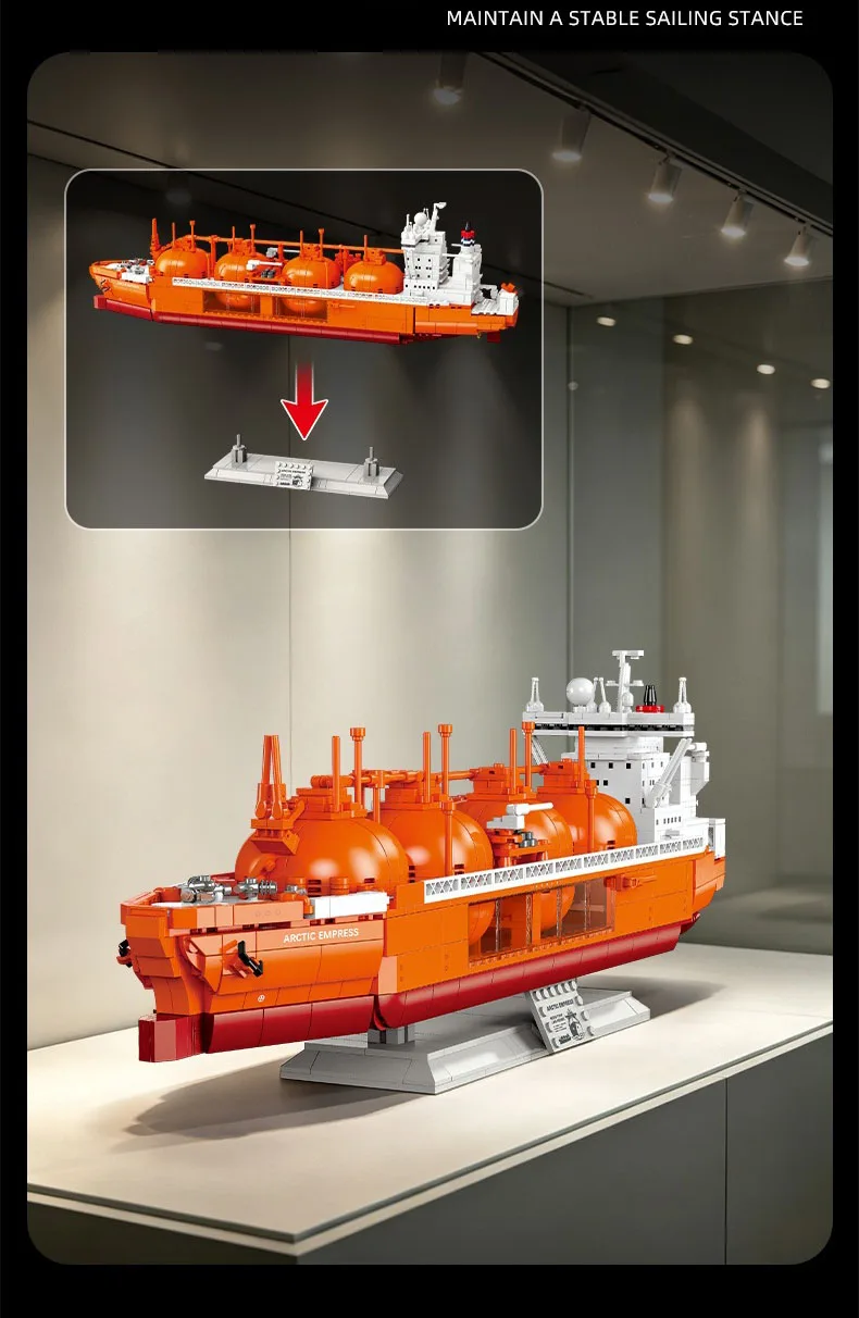 Idea Boat Baustein-Set MOSS-Typ LNG-Vesselträger Schiffsmodell-Bausatz Konstruktions-Bausteine Sammlerstück Heimdekoration als Geschenk – Detail 5