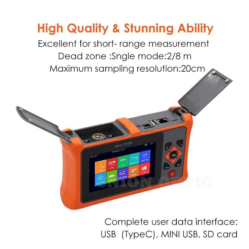 Mini OTDR 26/24dB Multifunctional Active Live Fiber Optic Reflectometer Touch Screen VFL OLS OPM Event Map Ethernet Cable Tester