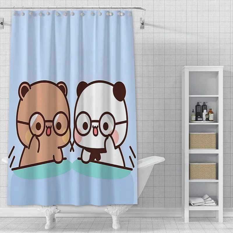 Cartoon Q-Quarto B-Bubu and Dudu Shower Curtain Waterproof Polyester Fabric Bath Curtains Home Bathroom Decor Curtain With Hook