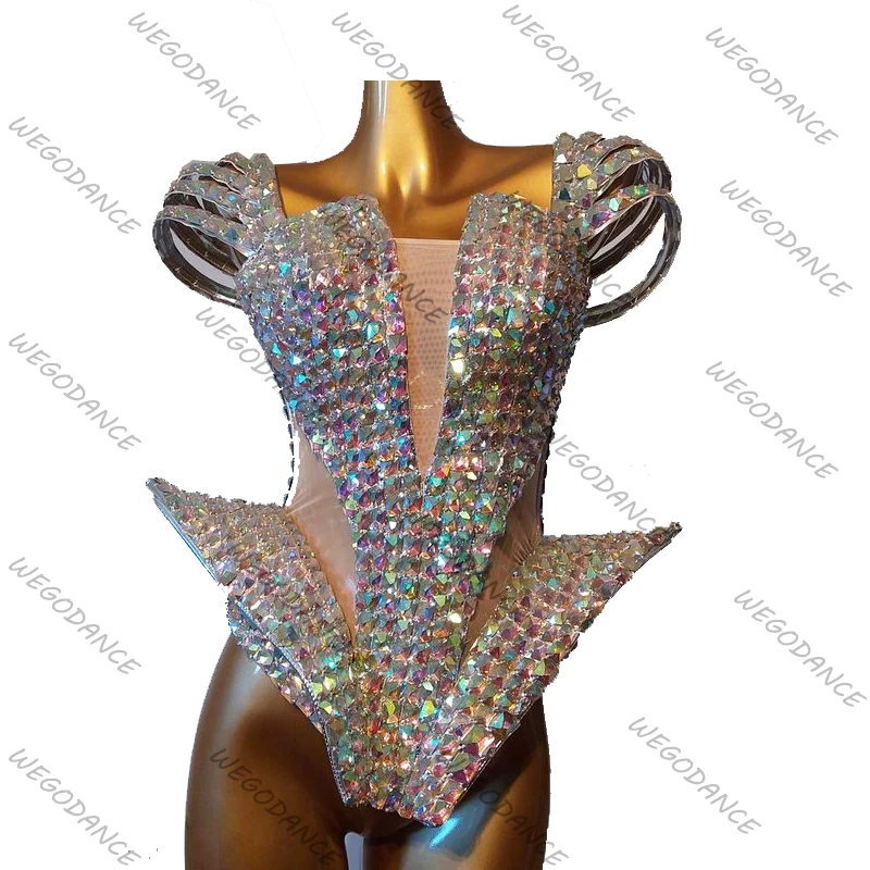 

Новый сексуальный сверкающий красочный боди с кристаллами для женщин, костюм певицы