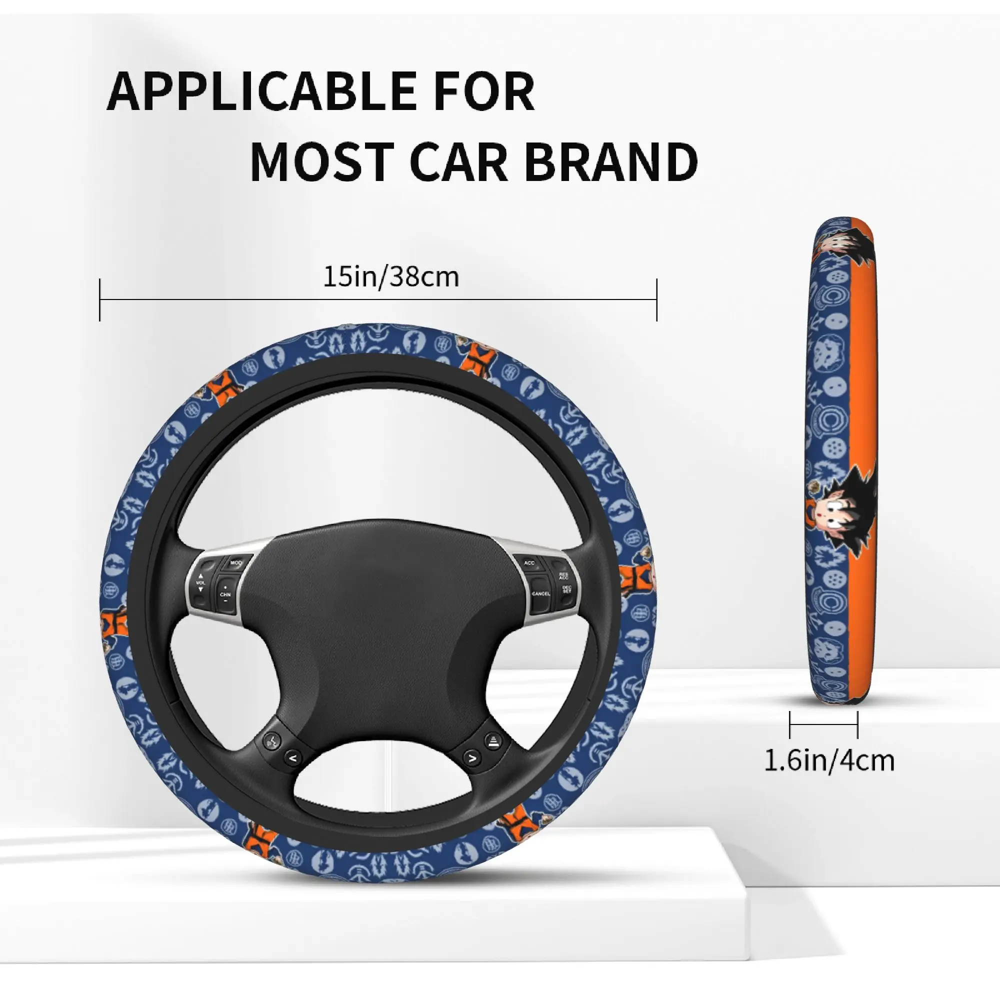 Dragon Ball Z Goku Car Steering Wheel Cover 37-38 Anti-slip DBZ Super Saiyan  Auto Steering Wheel Protector Elastische - view 4