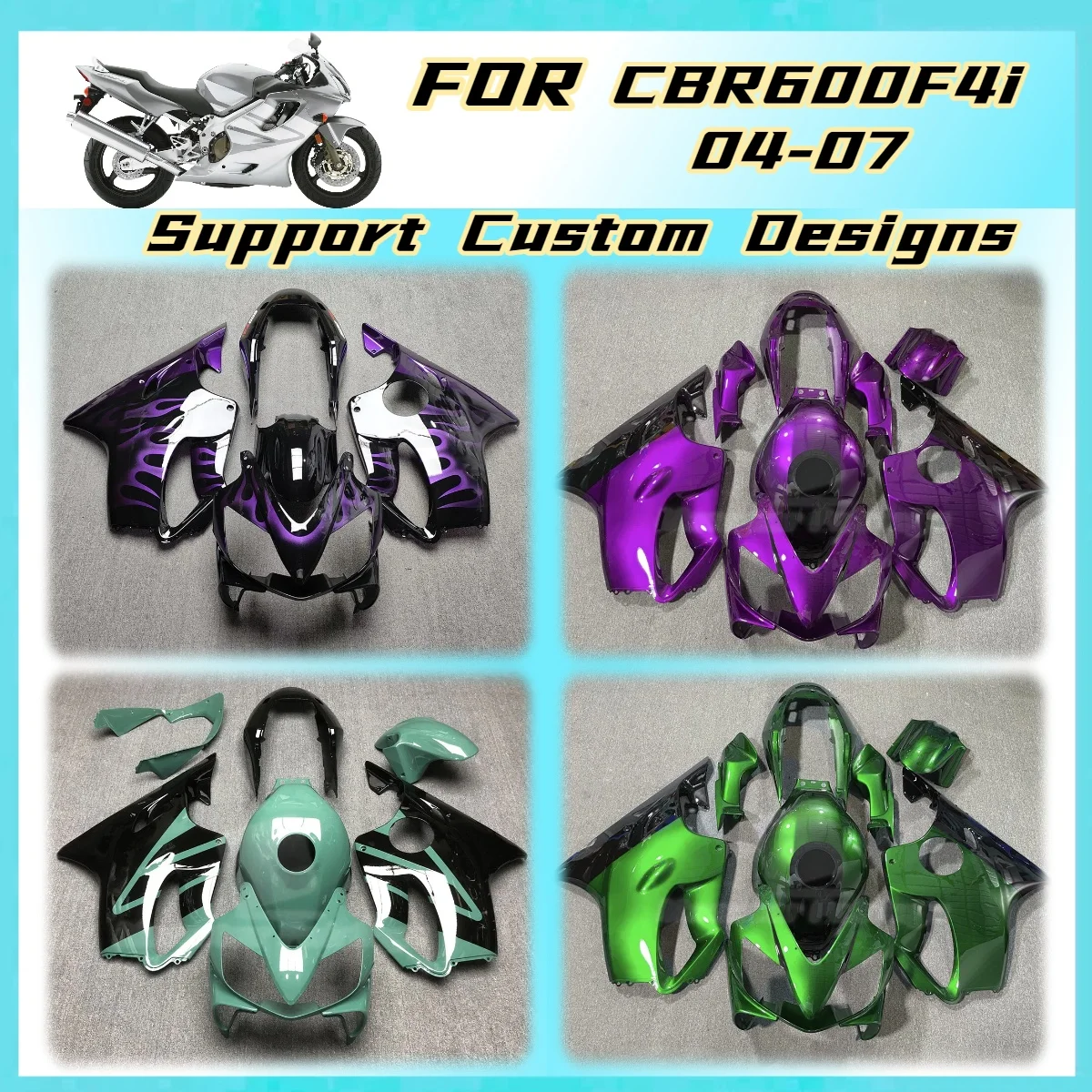 ABS Injection Fairing Kit for Honda CBR 600 F4i 2004-2007 CBR600 F4i 04-07 Motorcycle Bodywork Set Pre-drilled Parts Fairings