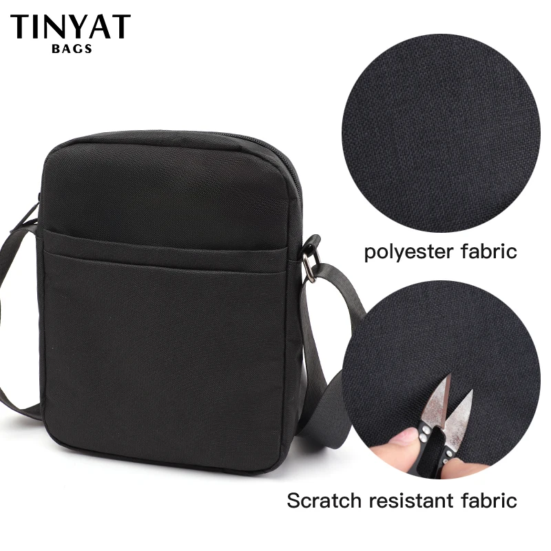 TINYAT Business Men\'s Shoulder Bags for 9.7\' ipad Canvas Male Messenger Bag Waterproof Casual Husband Crossbody Bag 9 Pockets