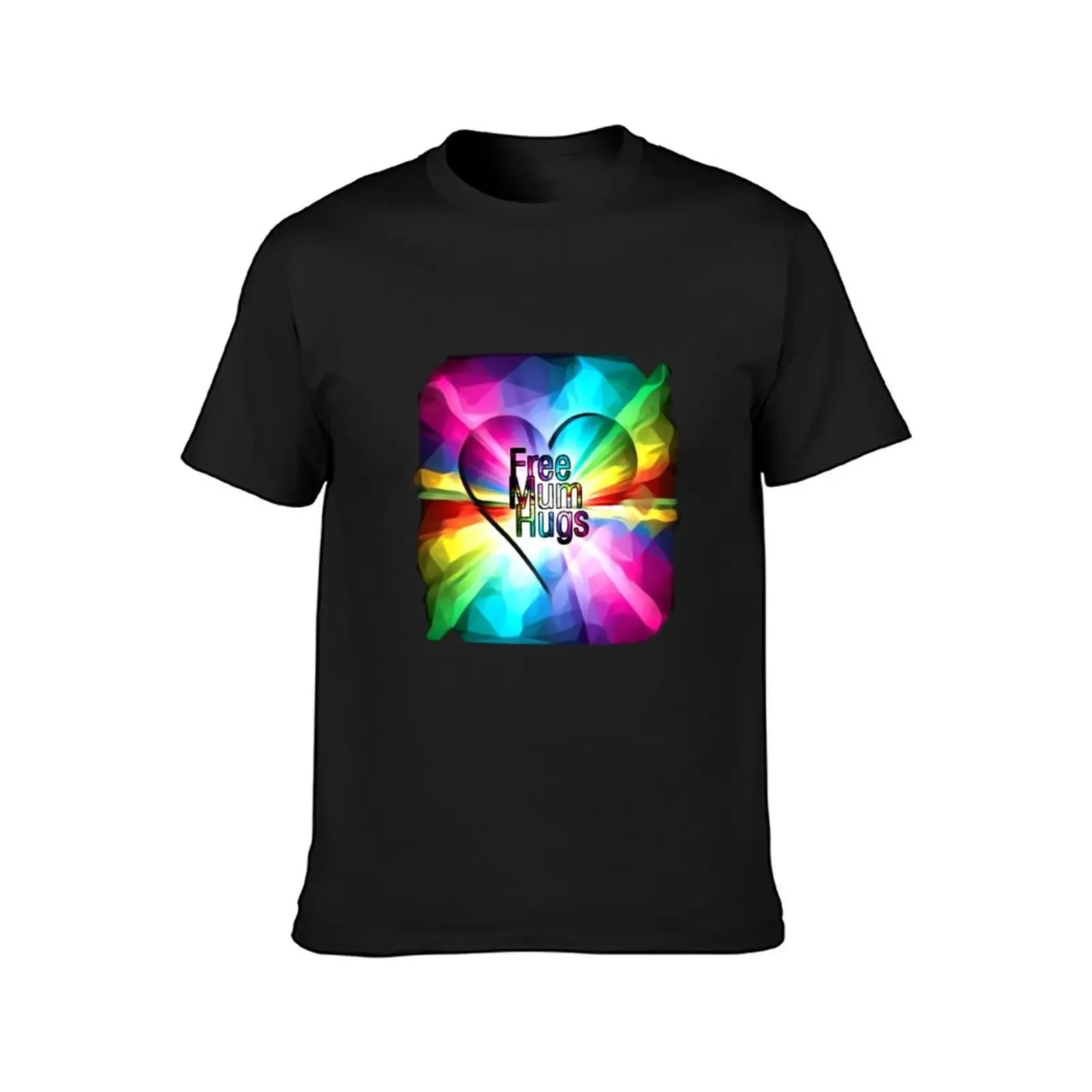 Free Mum Hugs rainbow heart #2 T-Shirt plus size tops boys whites plus size men clothing