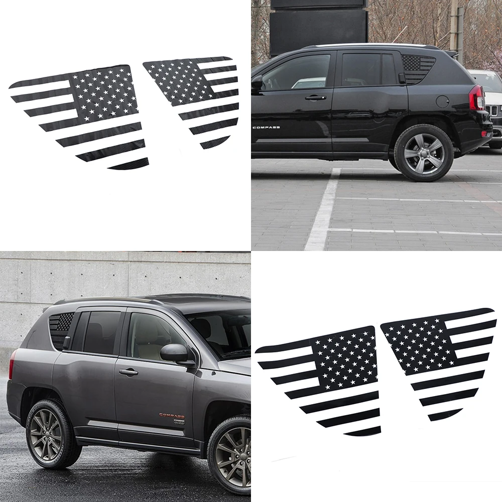 Rear Window Glass Panel Decorative Cover Trim Decal for Jeep Compass 2007 2008 2009-2016 Car Exterior Accessories Carbon Fiber