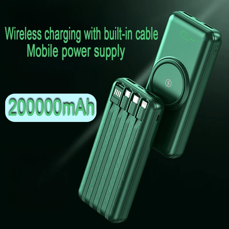 200000mah Wireless Fast Charging Large Power Bank Large Capacity Sharing Comes With Four-Wire Mobile Power Supply