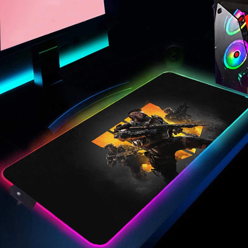 Tapis de souris Rgb Kawaii pour ordinateur portable, tapis de bureau, tapis de clavier Gamer, accessoires d'anime, growCall Of Duty