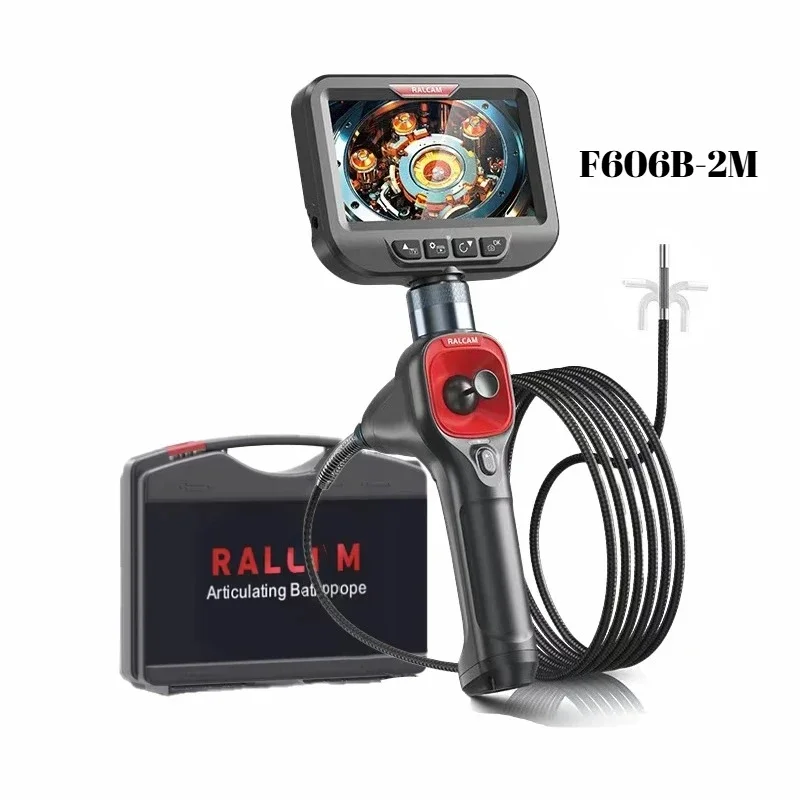 Articulating Borescope 6.2mm 4 Ways 2m wires IPS Automotive  Inspection Camera 6 Adjustable LED Lights