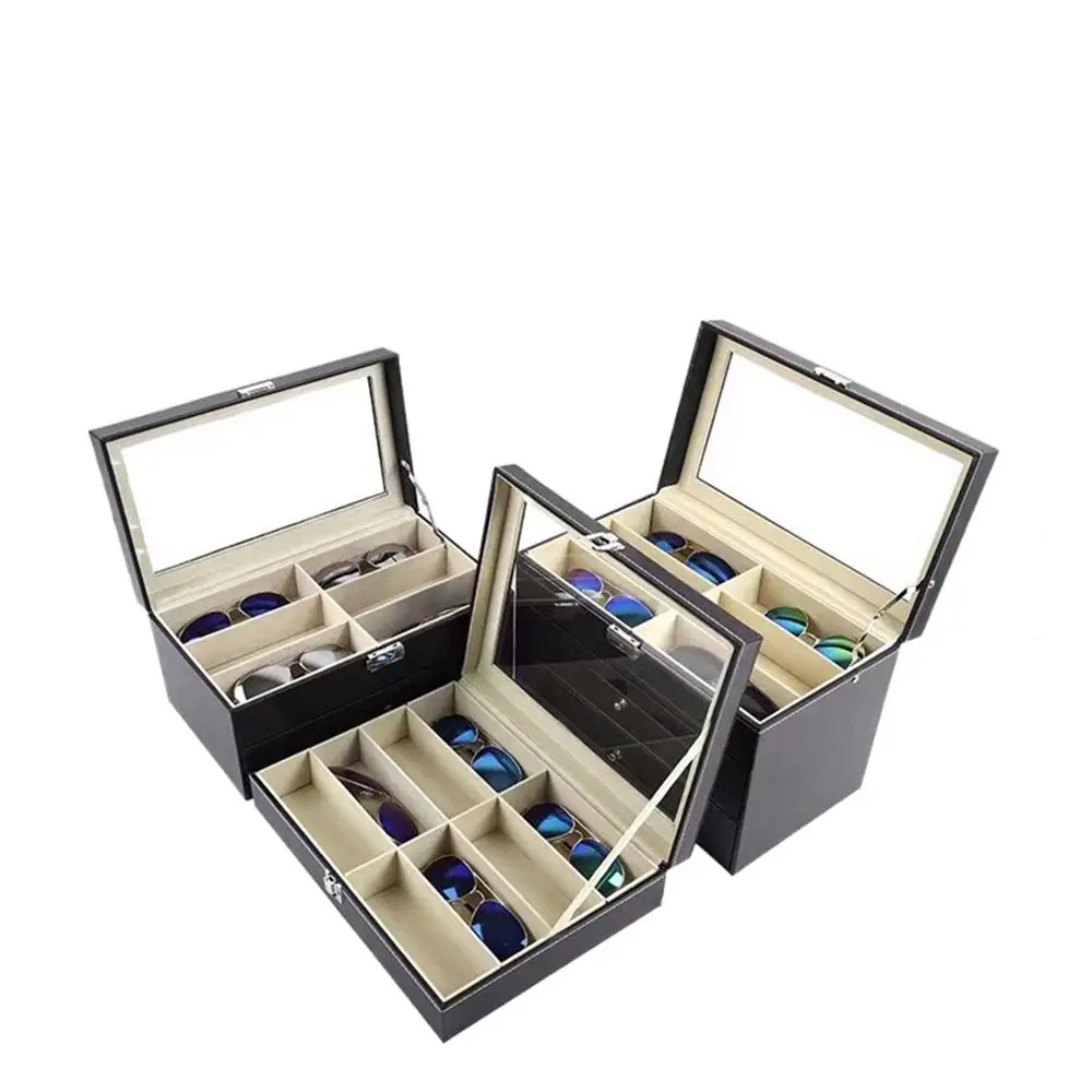 

Simple Save Space PU Bag Display Case Jewelry Organizer Holder Storage Box Slots Glasses Case Sunglasses Box Eyewear Holder