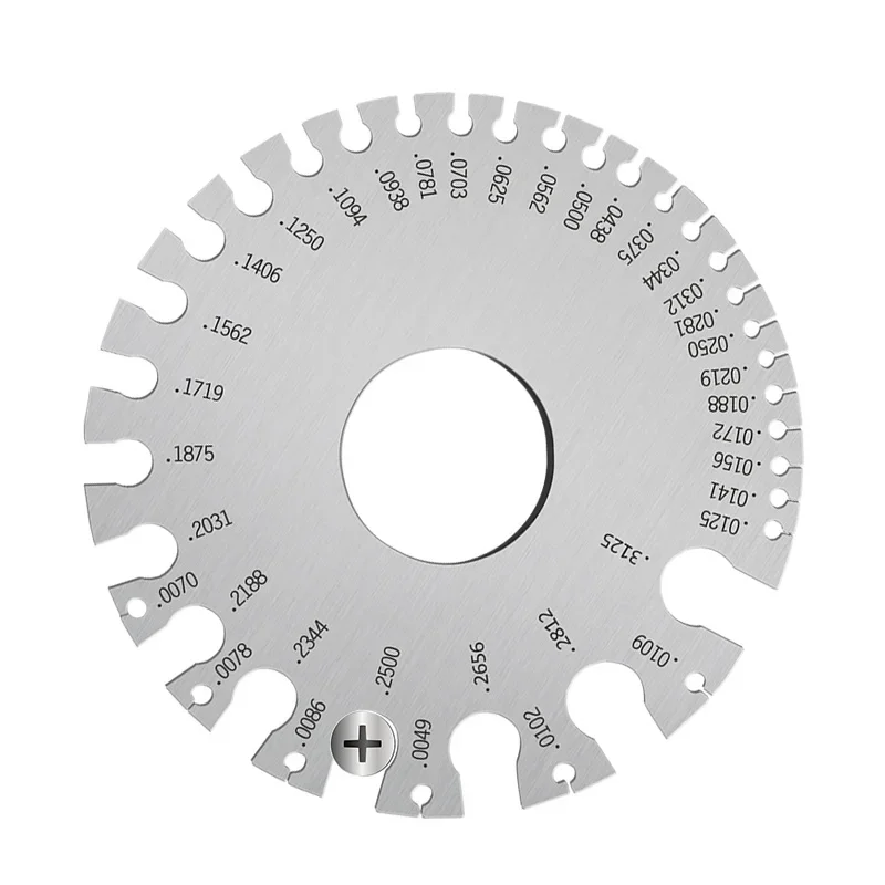 Calibre de alambre redondo 0-36, diámetro de soldadura, inspección de soldadura, acero inoxidable, medidores A.W.G, estándar americano
