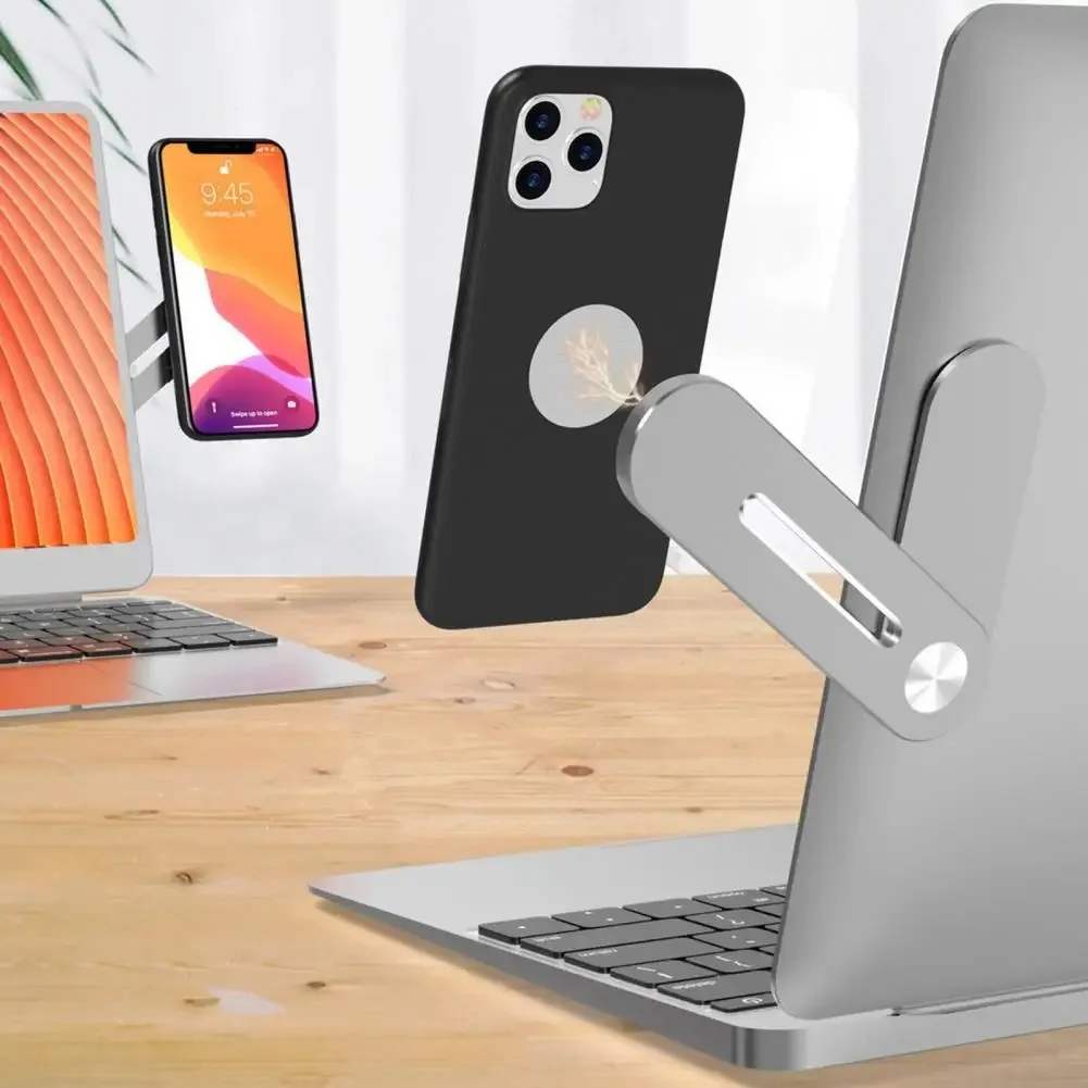 Laptop Screen Expand Magnetic Phone Holder Stand Folding Side Dual-Screen Mount Metal Bracket For iPhone 16 15 14 13 Pro Xiaomi
