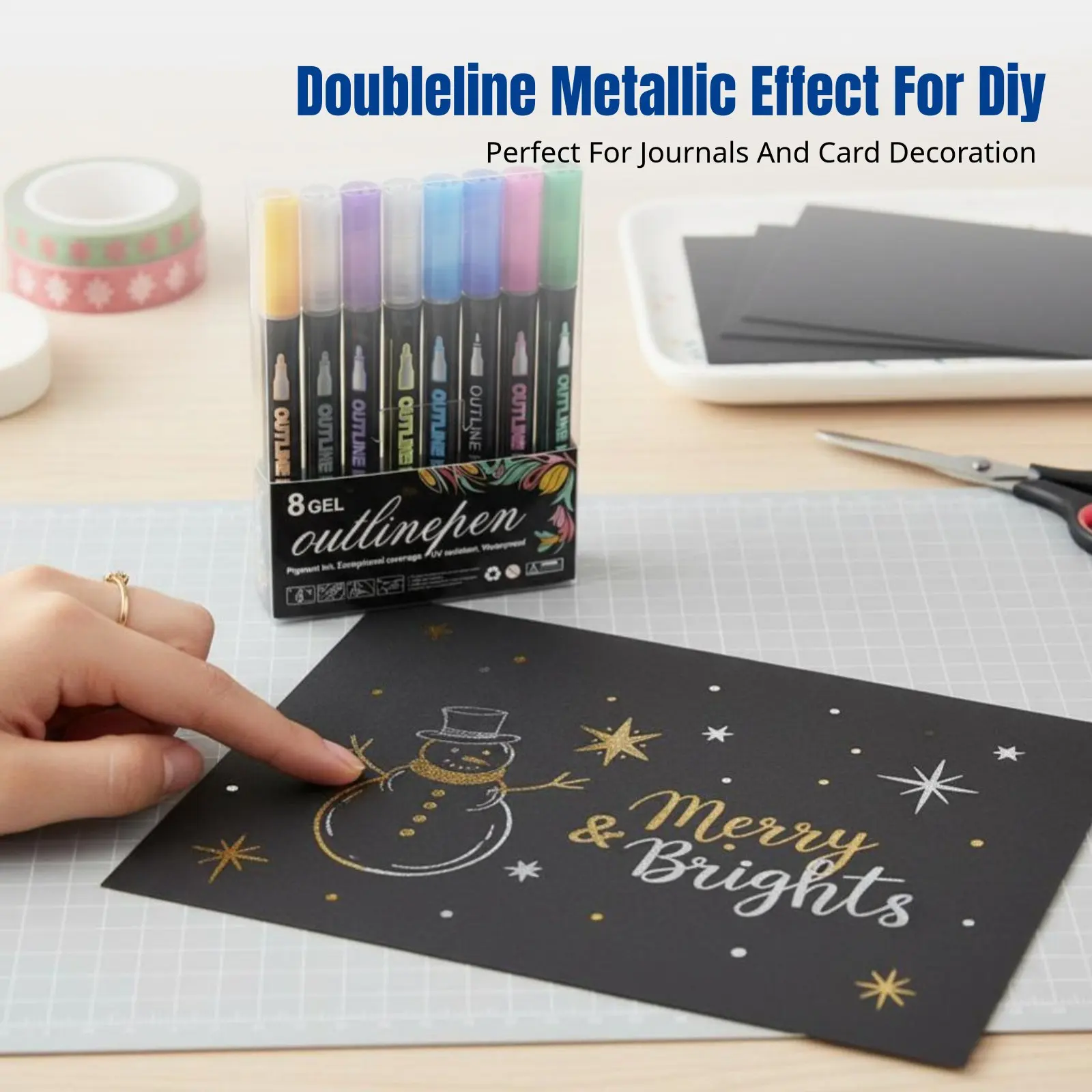 Metallic Double Line Outline Marker, 48 colors, DIY notebook, Card Making, Fluorescent Board, Christmas, Multicolor Art Marker