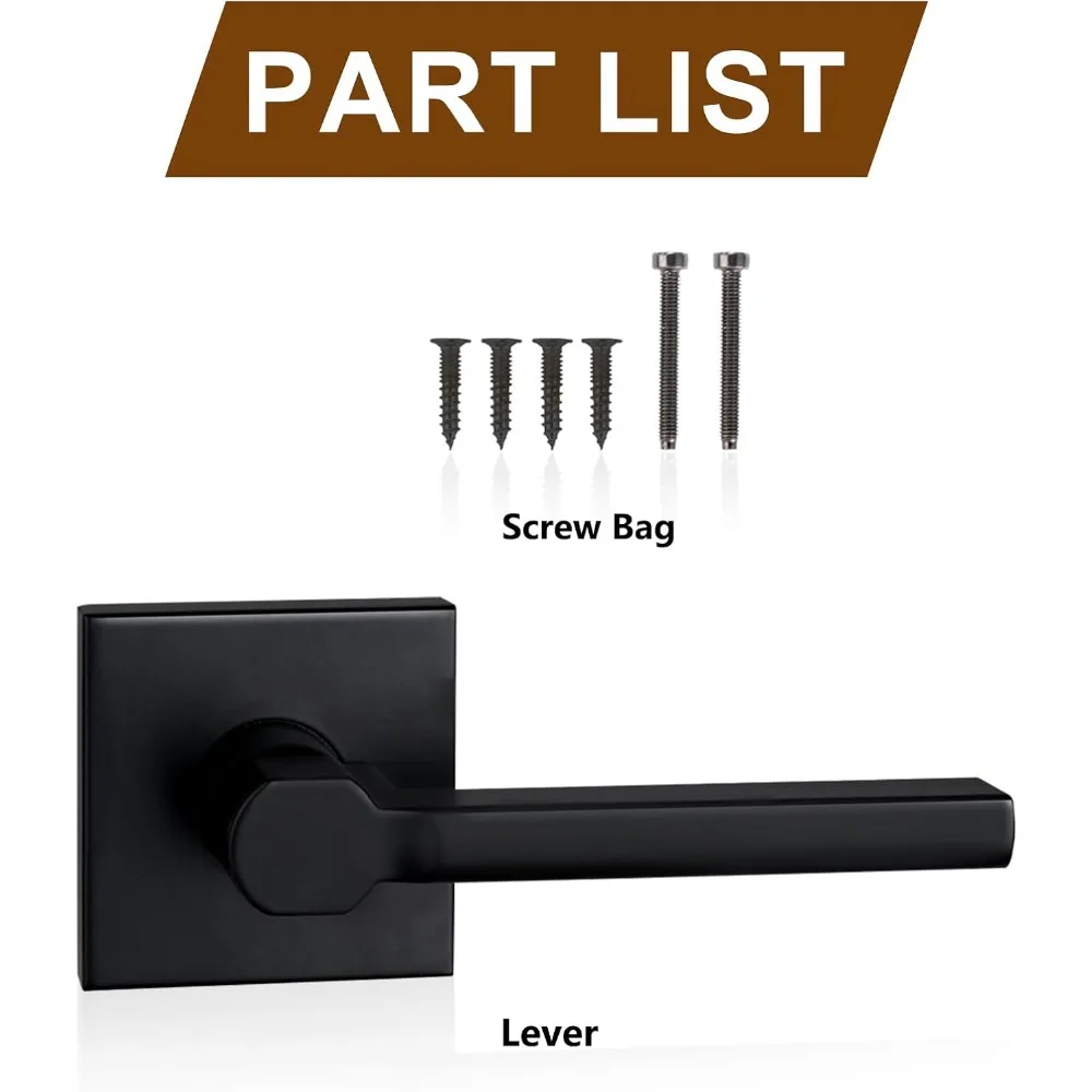 مقبض باب دمية من جانب واحد، رافعة دفع/سحب داخلية باللون الأسود غير اللامع، غير قابلة للدوران للخزانة أو المؤن، تصميم قابل للعكس، ثقيل