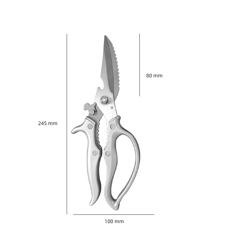 Sharp Kitchen Scissor Chicken Bone Shears Barbecue Steak Meat Vegetable Fish Cleaver Shear Can Open Bottle Chicken Bone Scissors - view 2