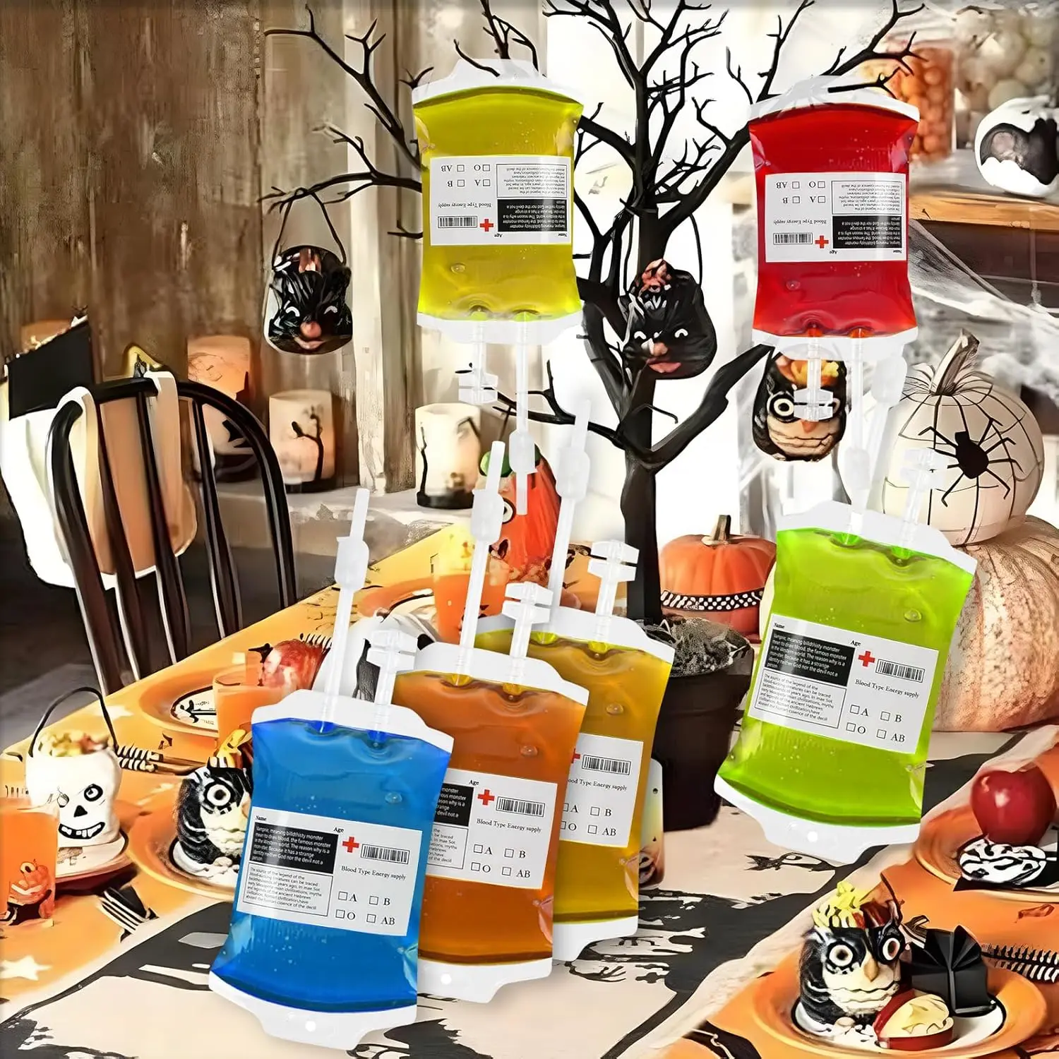 25 stücke Halloween Blut Taschen Fruchtsaft Getränke Taschen Vampire Cosplay Liefert Horror Requisiten Trinken Container Party Dekorationen – Detail 3