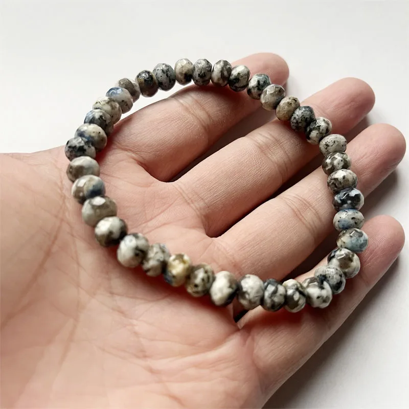 5*8MM Faceted K2 Jade Bracelet For Women Men Blue Natural Jasper Stone Beads Round Shape Relief School Student Friend Jewelry view 4
