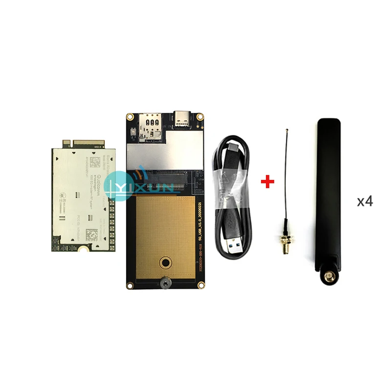 

SIERRA EM9190 5G NR Sub-6 GHz and mmWave 4G LTE Cat20 Module with Type-C 3.0 to USB adapter board 5G antenna SMA Female to IPEX4