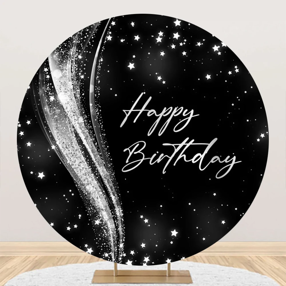 Birthday Round Backdrop Glistering Photography Background Circle Cover for Girls Women Birthday Party Decor Photo Booth Props