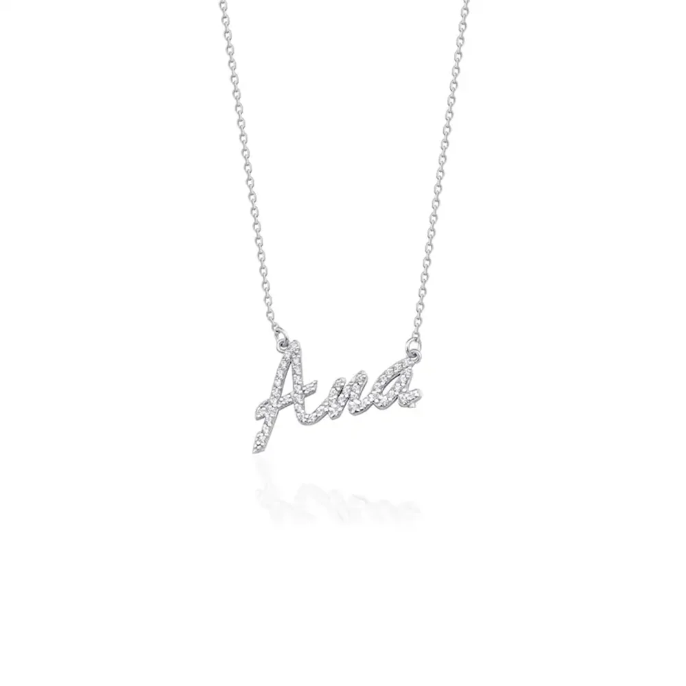 Gold Customized Name Necklace Classic Zircon Crystal Full Letter Necklace Women's Christmas and Valentine's Day Jewelry for Girl
