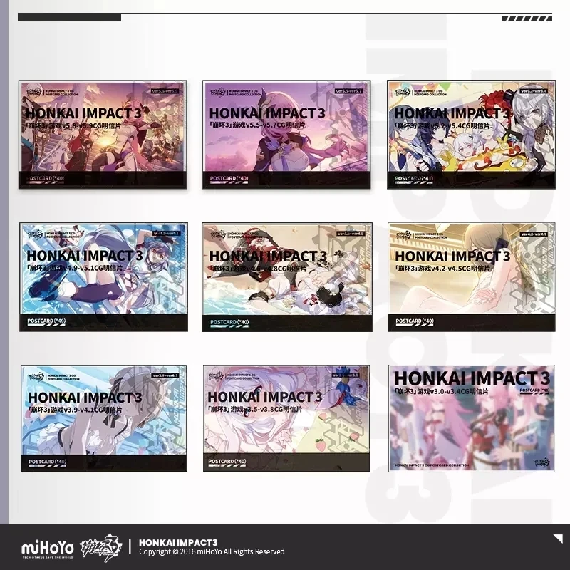 

miHoYo Official Honkai Impact 3 Anime Fashion Game CG Series Postcard Set Main Line Illustration Cosplay Accessories Gifts