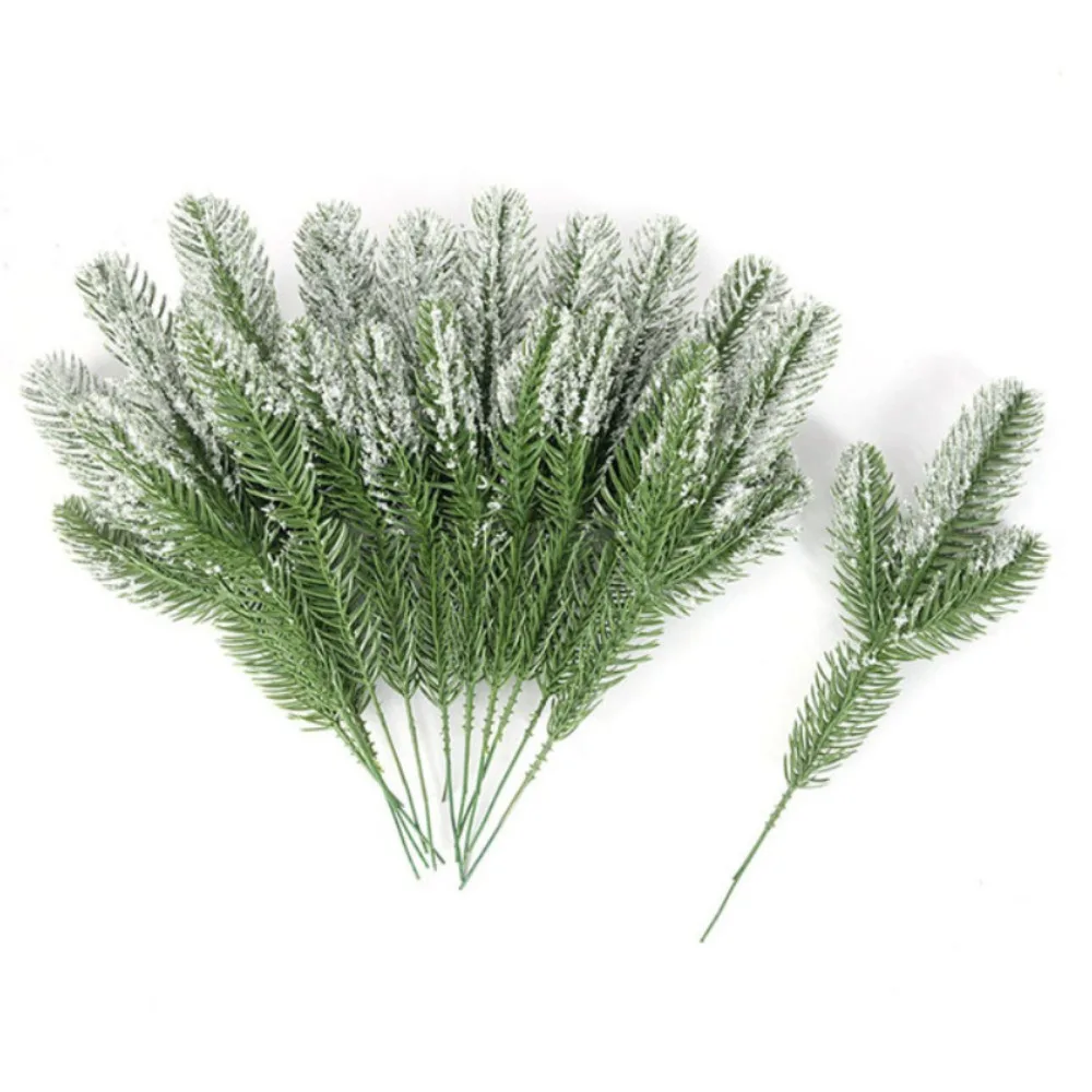 24 stücke Weihnachten Baum Zweige Künstliche Gefälschte Pflanzen Schnee Kiefern Girlande Für Weihnachten Kranz Party Decor Weihnachten Ornament