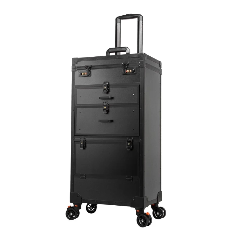 

High-end hairstylist large work box multi-function large capacity double drawer password lock cart storage box