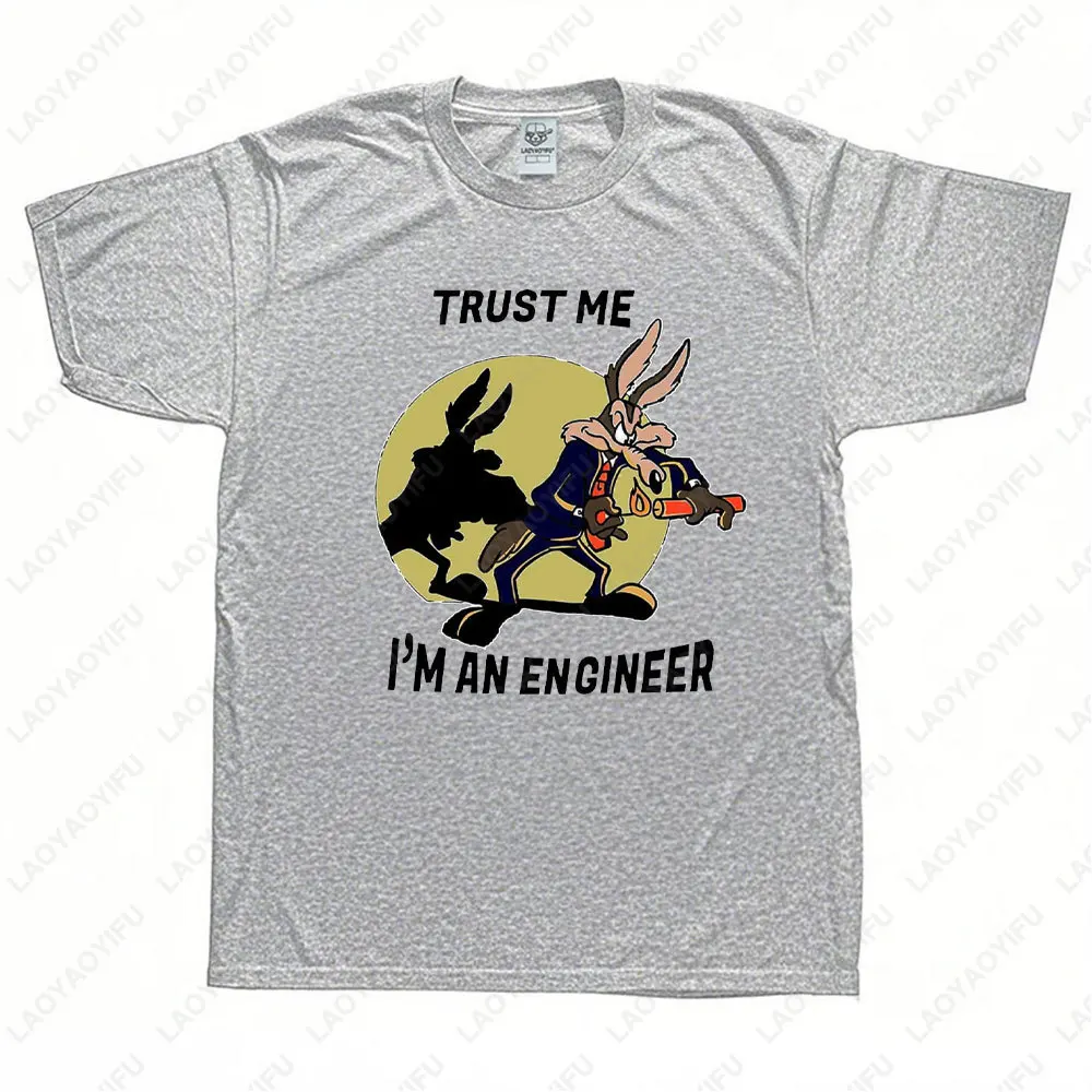 ثق بي أنا مهندس عربة ذئب القطن تي شيرت البلوز البيسبول البلوز الرجال النساء للجنسين فضفاض صديقها هدية قميص #6