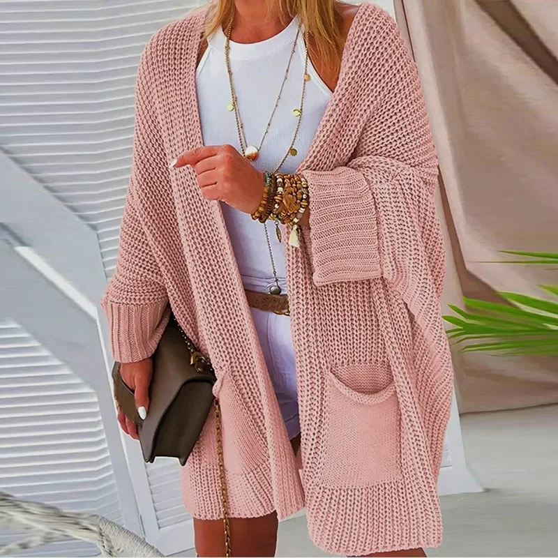 Autumn Winter Knitted Cardigan Women Casual Jacket Long Sleeve Sweater Coats for Women Elegant Pocket Jacket