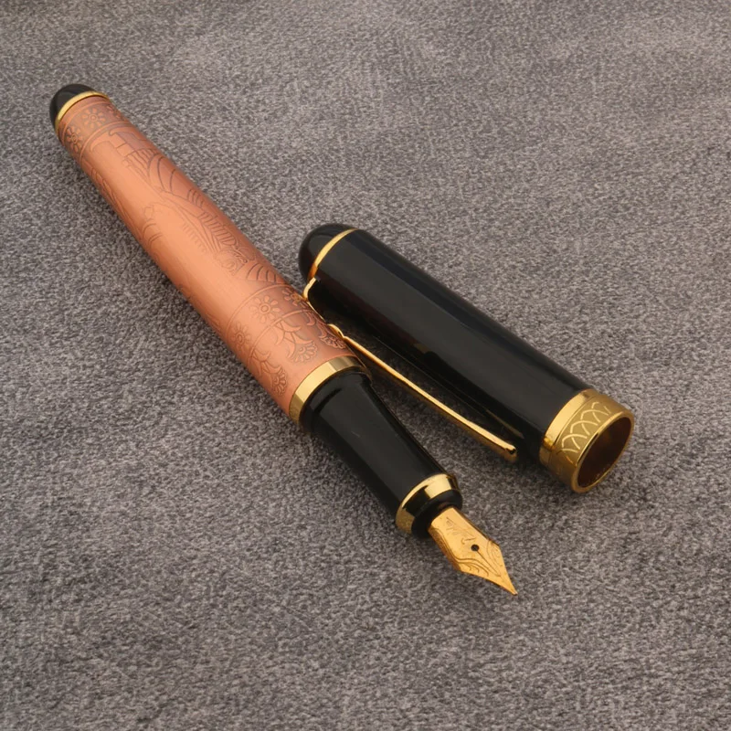 Metal 650 Fountain Pen retro relief Sculpture Egyptian Pharaoh Business Stationery Office Supplies Golden Ink Pens
